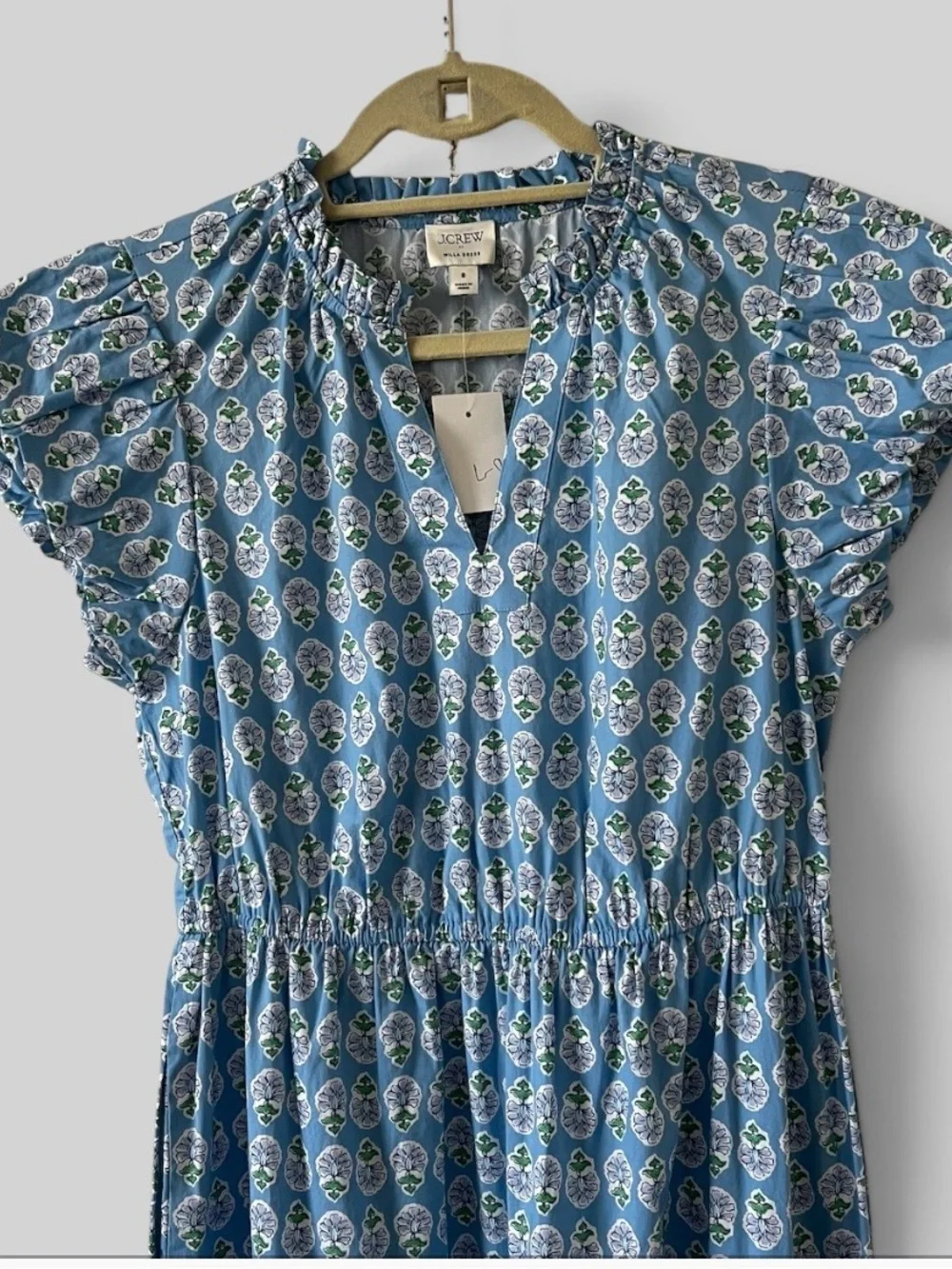 NWT J.Crew Willa Tiered Midi Dress Mountain Bluebird Floral Blue Size 8